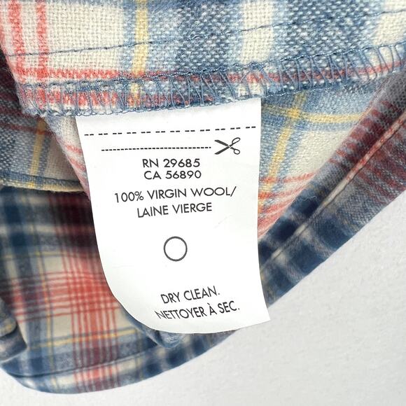 PENDLETON Boyfriend Wool Zip Hoodie Womens Small Cream Blue Pink Plaid Hooded - Picture 12 of 15